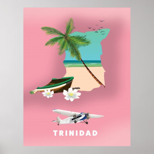 De kaart van Trinidad illustreerde reisposter. Poster (Voorkant)