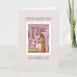 De kaart van vaderdag, Papa, hond Corgi in zijn
