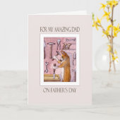 De kaart van vaderdag, Papa, hond Corgi in zijn (Gele Bloem)