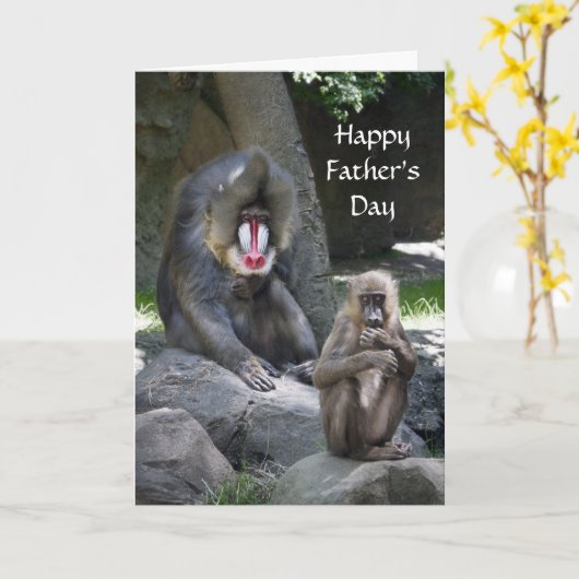 De Kaart van Vaderdag van de Aap van de mandril (Gele Bloem)
