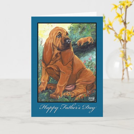 De Kaart van Vaderdag van de bloedhond (Gele Bloem)