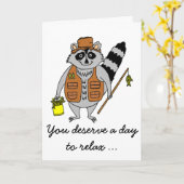 De Kaart van Vaderdag van de Visser van de wasbeer (Gele Bloem)