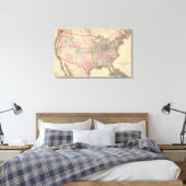 De Kaart van Verenigde Staten met Pony Uitdrukkeli Canvas Afdruk (Insitu (Slaapkamer))