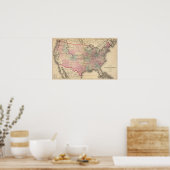 De Kaart van Verenigde Staten met Pony Uitdrukkeli Poster (Keuken)