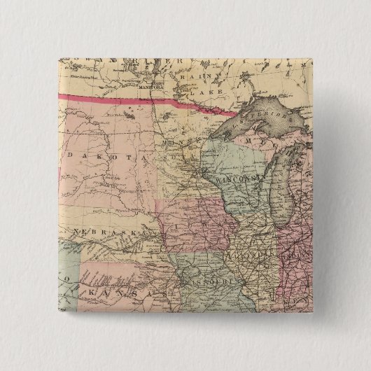 De Kaart van Verenigde Staten met Pony Uitdrukkeli Vierkante Button 5,1 Cm (Voorkant)