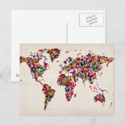 De Kaart van vlinders van de Wereldkaart (Voorkant / Achterkant)