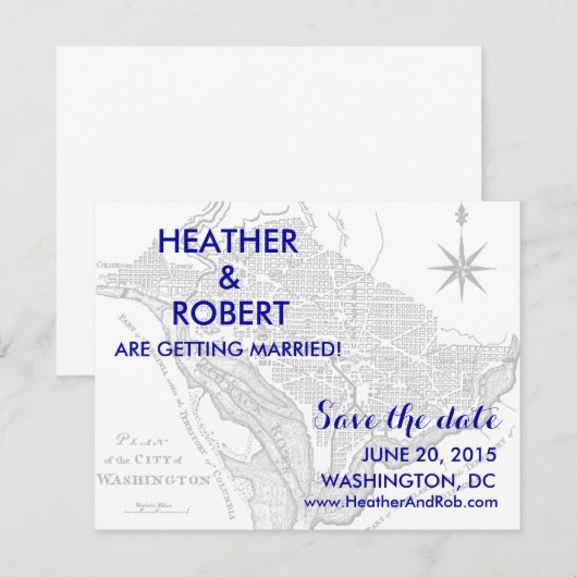 De Kaart van Washington DC sparen de Datum (grijze (Voorkant / Achterkant)