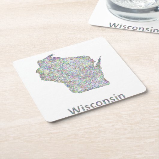 De kaart van Wisconsin Kartonnen Onderzetters (Schuin)