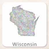 De kaart van Wisconsin Kartonnen Onderzetters (Voorkant)