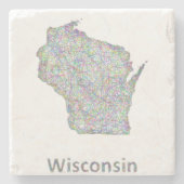 De kaart van Wisconsin Stenen Onderzetter (Voorkant)