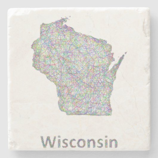 De kaart van Wisconsin Stenen Onderzetter (Voorkant)