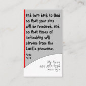 De Kaart Voetafdruk dwars van de Schrift van de Ve Visitekaartje (Achterkant)