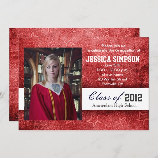 De Kaarten van de Uitnodiging van afstuderen (Voorkant / Achterkant)