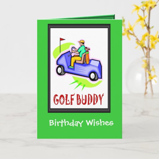 De kaarten van de Verjaardag van Golfing, Golf met (Gele Bloem)