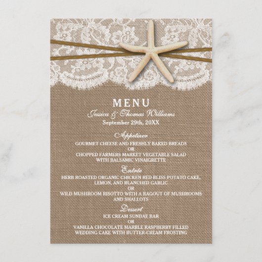 De Kaarten van het Rustic Starfish Wedding Collect (Voorkant)