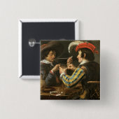 De kaartspelers vierkante button 5,1 cm (Voorkant /achterkant)