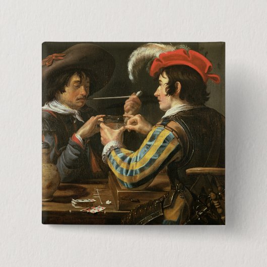De kaartspelers vierkante button 5,1 cm (Voorkant)