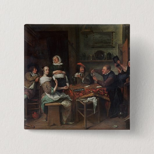 De kaartspelers vierkante button 5,1 cm (Voorkant)