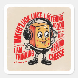 De kaas heeft een vriendelijk gezicht vierkante sticker