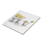 De kaasberg (met olijven) tegeltje (Zijkant)