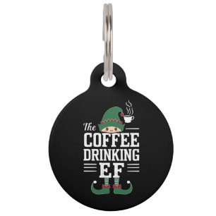 De Kabouterfamilie die koffie drinkt, kerst-matchi Huisdierpenning