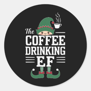 De Kabouterfamilie die koffie drinkt, kerst-matchi Ronde Sticker