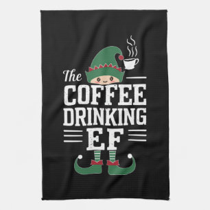 De Kabouterfamilie die koffie drinkt, kerst-matchi Theedoek