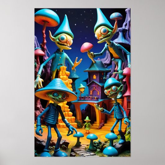 De kabouters van Groll-Town - Ken Gage Fantasy Art Poster (Voorkant)