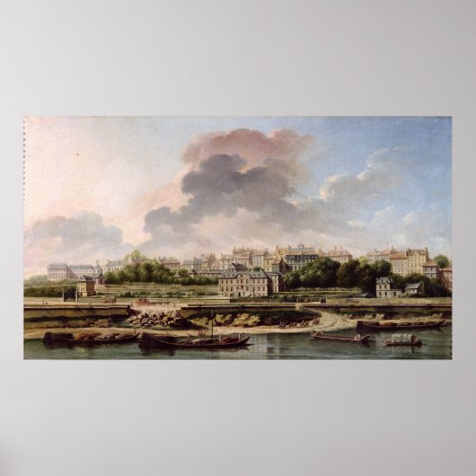 De kade en het dorp Passy in 1757 Poster (Voorkant)