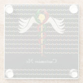 De kaduceus (volledige kleur) glazen onderzetter (Achterkant)