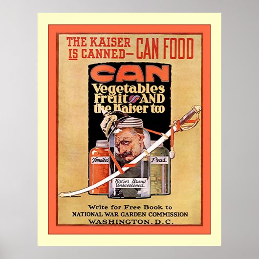 De Kaiser is verboden door de  Eerste Wereldoorlog Poster (Voorkant)