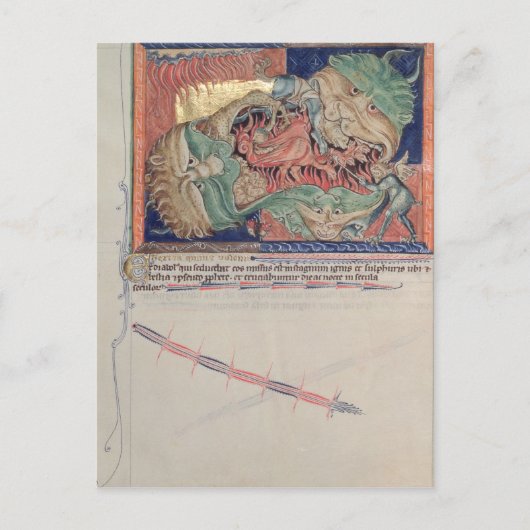 De kaken van de hel slikken van de rode draak briefkaart (Voorkant)