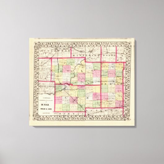 De Kalb, Ogle, Lee counties Canvas Afdruk (Voorkant)