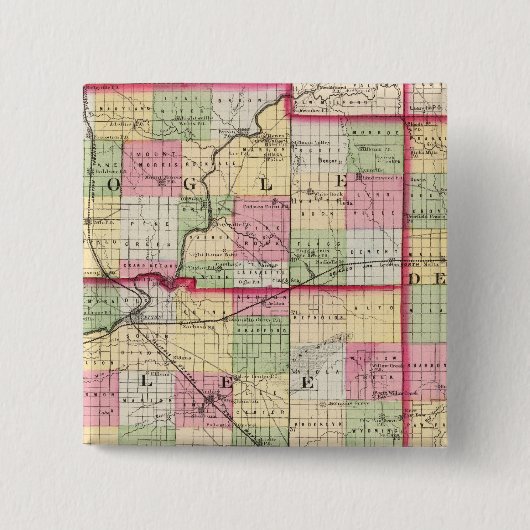 De Kalb, Ogle, Lee counties Vierkante Button 5,1 Cm (Voorkant)