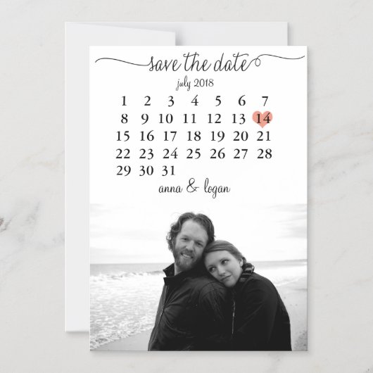 De Kalender van de foto bewaart de Datum Magnetische Uitnodiging (Voorkant)