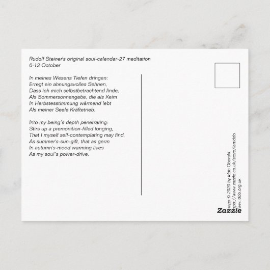 De kalender van de ziel 27 Briefkaart (Achterkant)