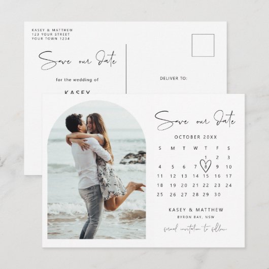 De kalenderfoto van de partij sparen de Uitnodigin Briefkaart (Voorkant / Achterkant)