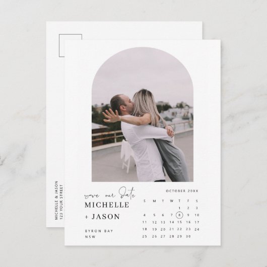 De kalenderfoto van de partij sparen de Uitnodigin Briefkaart (Voorkant / Achterkant)