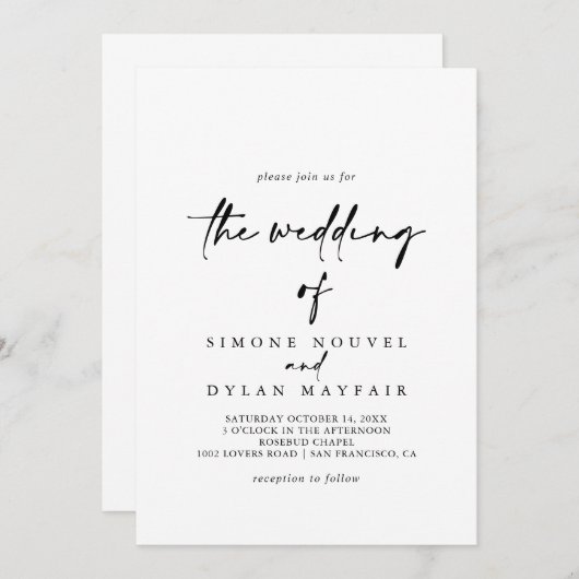 De kalligrafie van de moderne legante bruiloft  kaart (Voorkant / Achterkant)