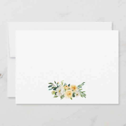 De kalligrafie verandert de Datum Gele Floral Kaar Save The Date (Achterkant)