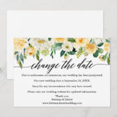 De kalligrafie verandert de Datum Gele Floral Kaar Save The Date (Voorkant / Achterkant)