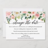 De kalligrafie verandert de Datum roze Floral Kaar Save The Date (Voorkant)