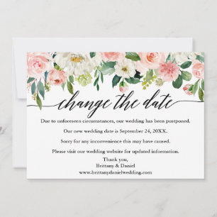 De kalligrafie verandert de Datum roze Floral Kaar Save The Date