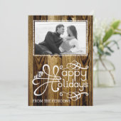 De kalligrafische typografie houten Groupon van Feestdagenkaart (Staand voorkant)