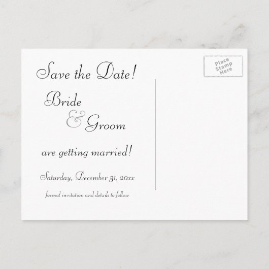De  Kalm bruiloft bewaart de Datum! Aankondigingskaart (Achterkant)