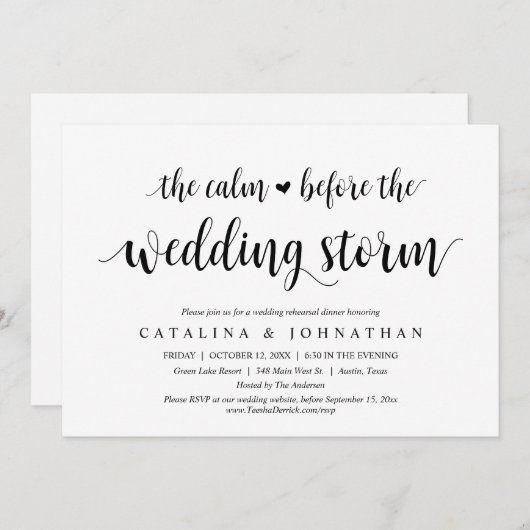 De kalm voor het Storm van de bruiloft, Partij Kaart (Voorkant / Achterkant)