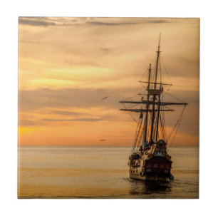 De kalme zee - Galleon onder zeil Tegeltje