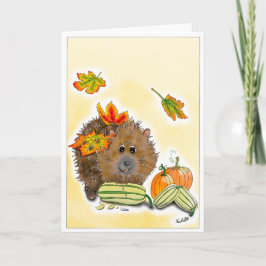 DE Kalppkarte Herbst Igel mit Kürbis Kaart