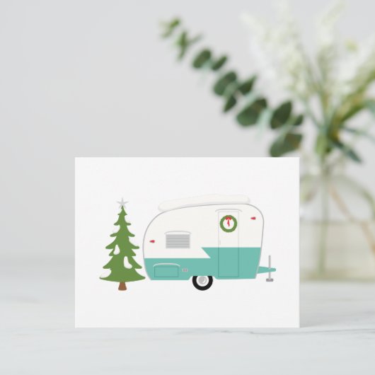 De Kampeerauto van Kerstmis Feestdagenkaart (Staand voorkant)