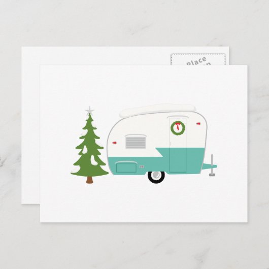 De Kampeerauto van Kerstmis Feestdagenkaart (Voorkant / Achterkant)